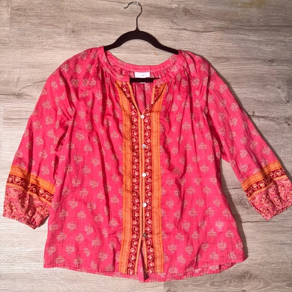 J. Jill Tops - J. Jill Pink and Orange Patterned Top